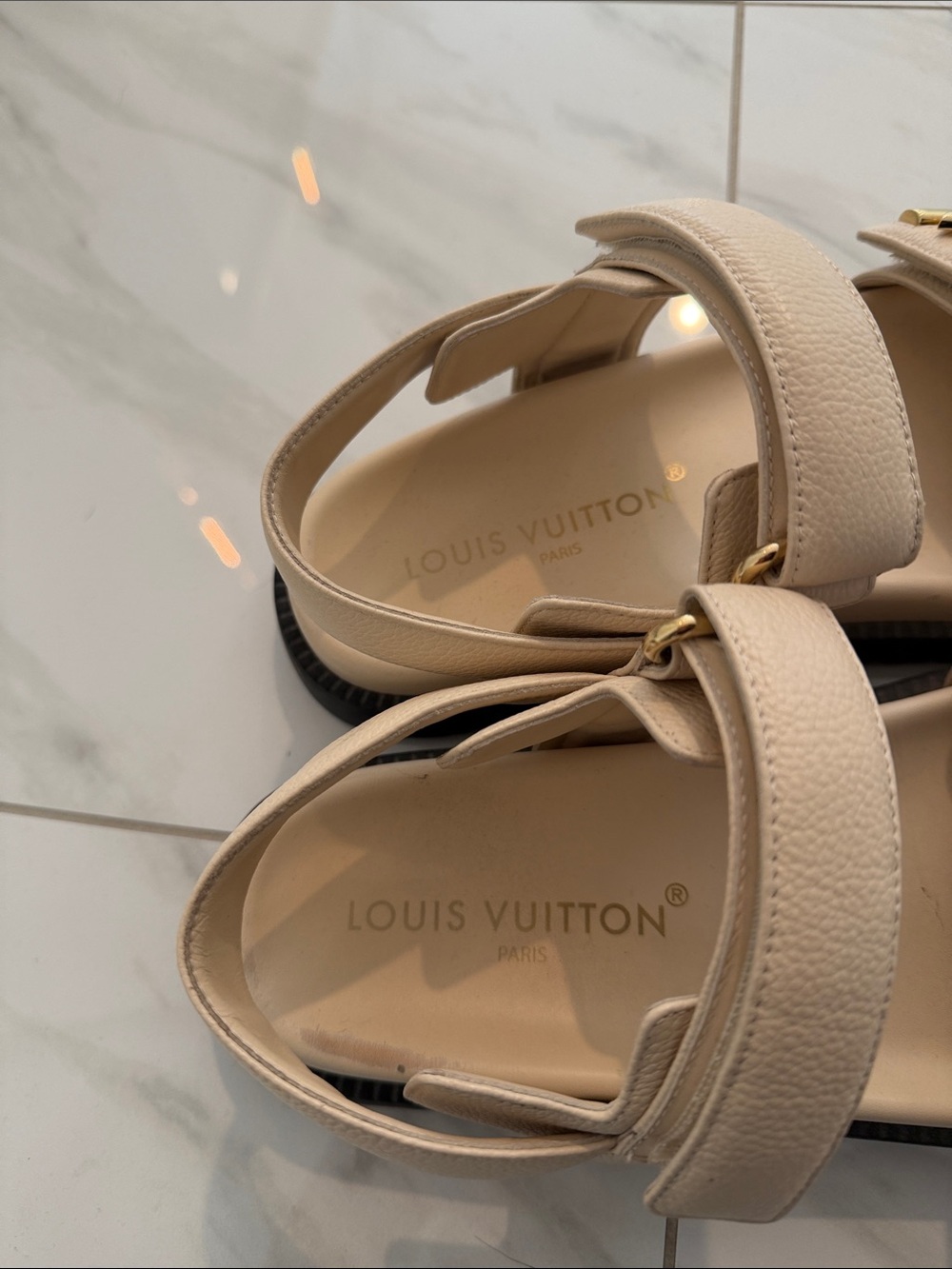 Louis Vuitton Sunset Flat Comfort Sandal - beige size 38.5 - Picture 5 of 7